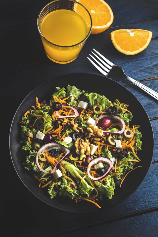 Bowl of mixed salad with nuts and seeds